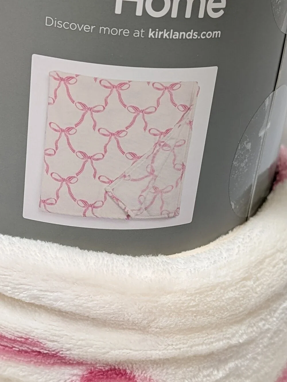 Kirkland’s Home Pink Bow Plush Throw Blanket Coquette